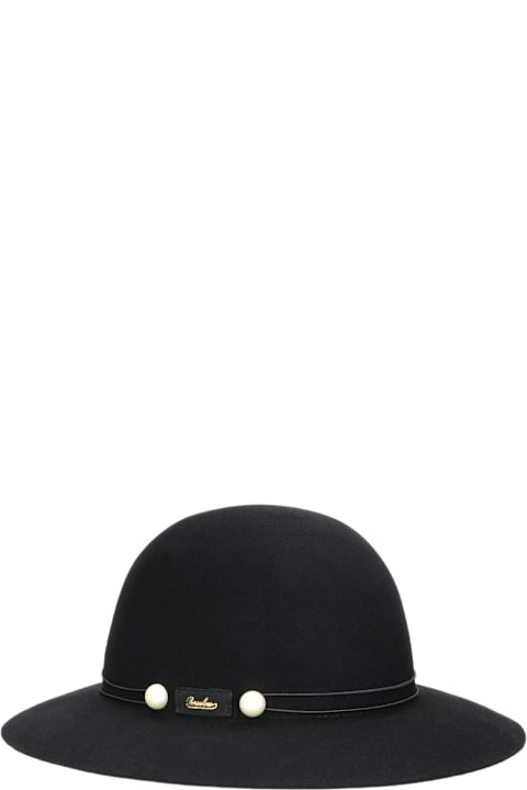 أدوات منزلية Borsalino Emi Alessandria Brushed Felt With Pearls Elastic Hatband Rollable