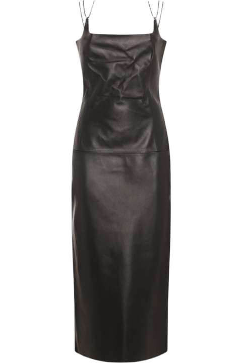 Fashion for Women The Attico Black Leather Midi Dress