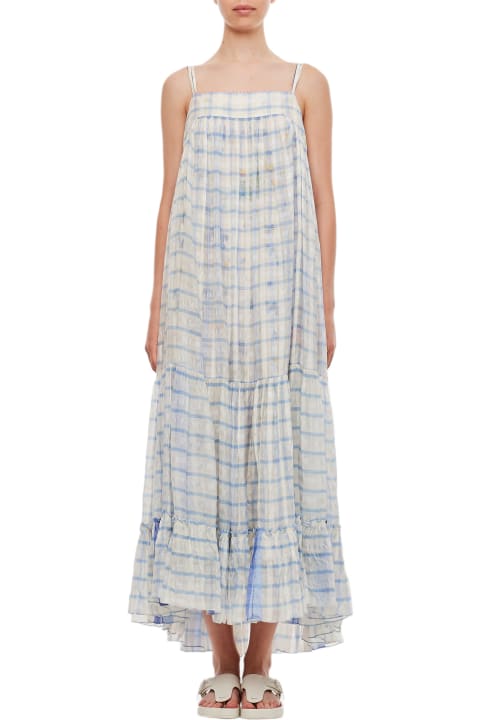 Spaghetti Straps Checkered Maxi Dress