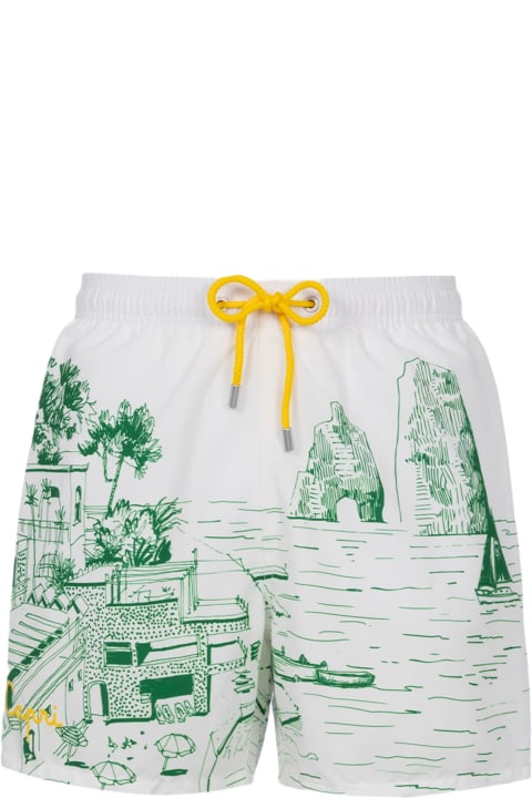 Homeware MC2 Saint Barth Man Mid-length Gustavia Swim-shorts With Capri Placed Print