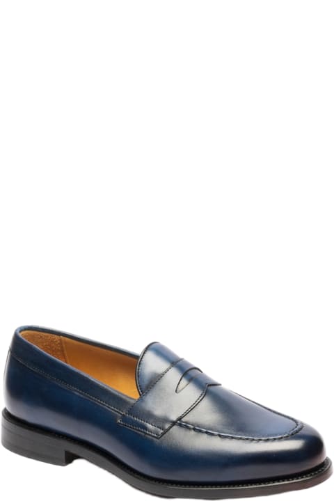 Berwick 1707 Shoes for Men Berwick 1707 Blue Leather Penny Loafer