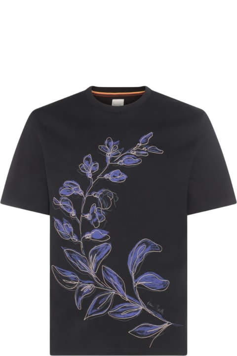Paul Smith Topwear for Men Paul Smith Navy Blue And Violet Cotton T-shirt