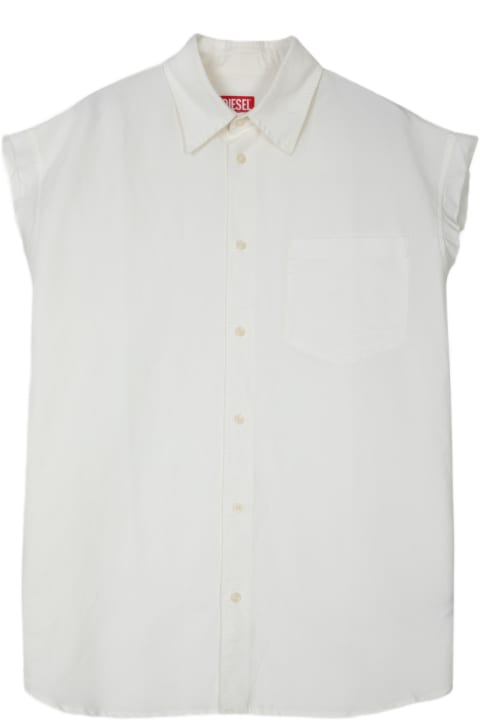 Diesel Shirts for Men Diesel S-simens White linen blend sleeveless shirt - S-Simens