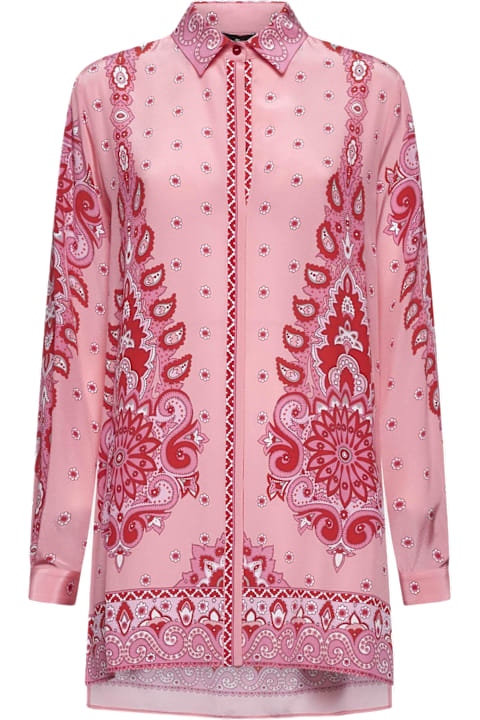 Homeware Etro Pink Paisley Print Silk Long Shirt