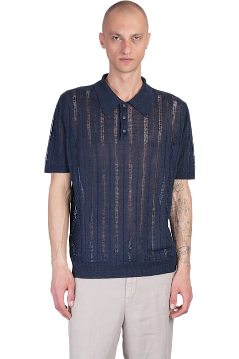 Roberto Collina for Men Roberto Collina Polo In Blue Linen