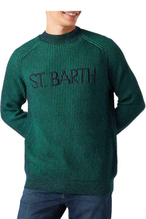 MC2 Saint Barth for Men MC2 Saint Barth Man Green Half-turtleneck Ribbed Sweater
