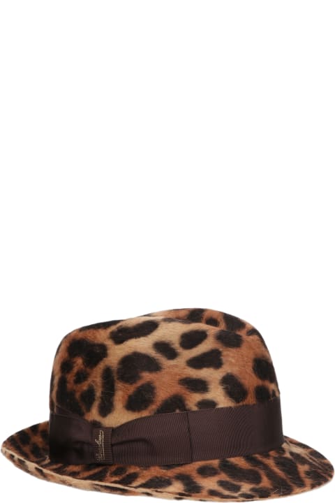 Borsalino Hats for Women Borsalino Trilby Leopard Print Melusine Felt