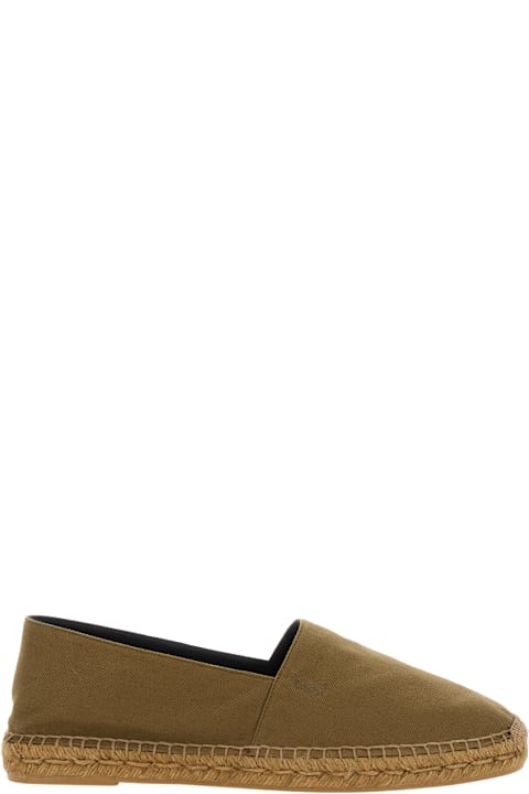 Saint Laurent Men Saint Laurent Brown Espadrilles With Tonal Cassandre Embroidery On The Side And Almond Toe In Cotton Man