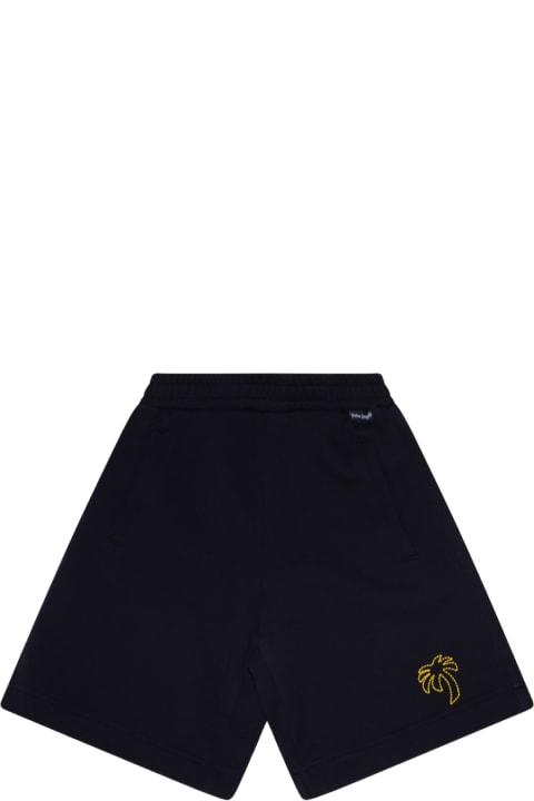Palm Angels Bottoms for Boys Palm Angels Navy Cotton Short