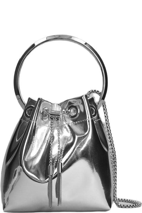 Jimmy Choo حقائب توتي لـ السيدات Jimmy Choo Bon Bon Hand Bag In Silver Leather
