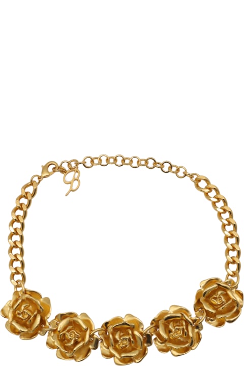 Blumarine Necklaces for Women Blumarine Gold Metal Rose Necklace