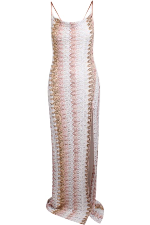Fashion for Women Missoni Missoni Long Lace Effect Dress With Draped Neckline And Slit