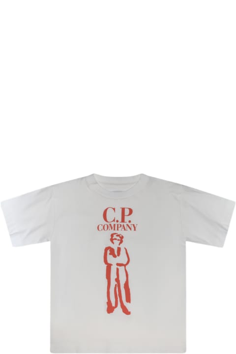 ガールズ C.P. CompanyのTシャツ＆ポロシャツ C.P. Company White And Orange Cotton T-shirt
