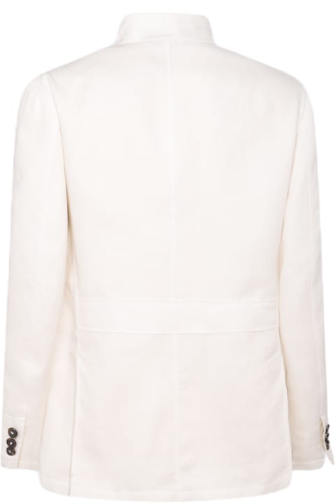 メンズ Brioniのコート＆ジャケット Brioni White Leather Casual Jacket