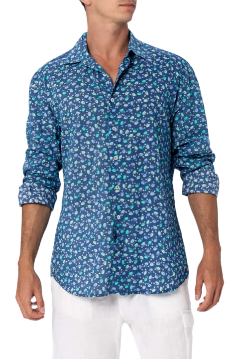 Homeware MC2 Saint Barth Man Muslin Cotton Shirt Sikelia With Crabs Print