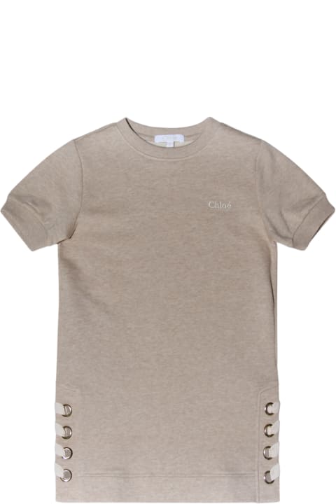 ガールズ トップス Chloé Beige Cotton T-shirt