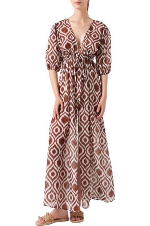 Fashion for Women MC2 Saint Barth Cotton And Silk Long Beach Dress Bliss With Ikat Print