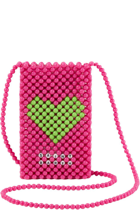 Hi-Tech Accessories for Men MC2 Saint Barth Pink Beaded Phone Holder With Green Heart