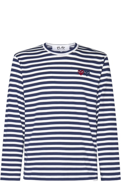 Comme des Garçons Play for Men Comme des Garçons Play Logo-patch Striped Cotton T-shirt