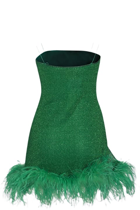 Oseree for Women Oseree Green Lurex Stretch Lumiere Mini Dress