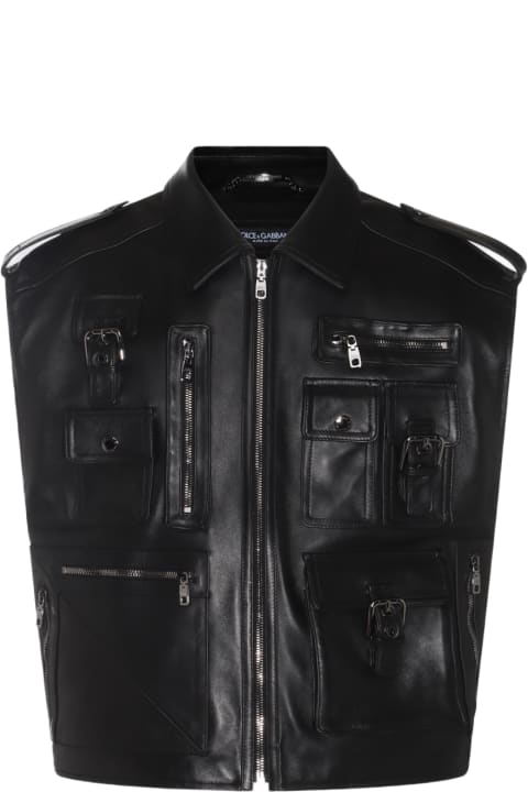 メンズ新着アイテム Dolce & Gabbana Black Leather Jacket