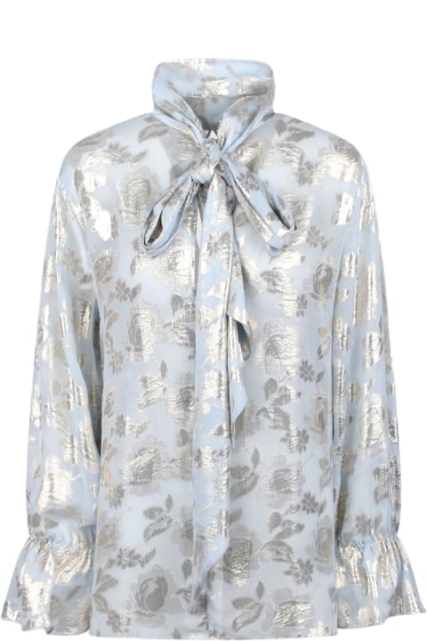 Topwear for Women Nina Ricci Nina Ricci Lurex Floral Jacquard Cut-out Blouse With Tie Back