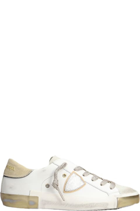 Philippe Model for Women Philippe Model Prsx Low Sneakers In White Suede And Leather
