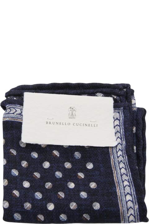 Scarves for Women Brunello Cucinelli Navy Blue/milk Silk Foulard