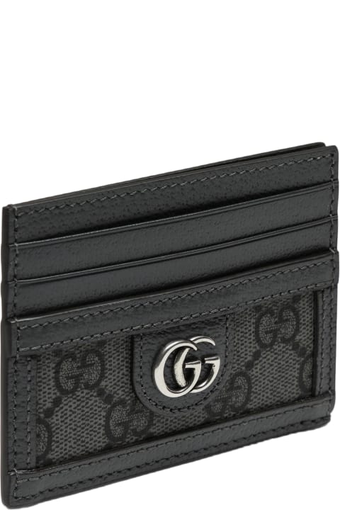 メンズ新着アイテム Gucci Gg Supreme Fabric Card Holder Grey\/black