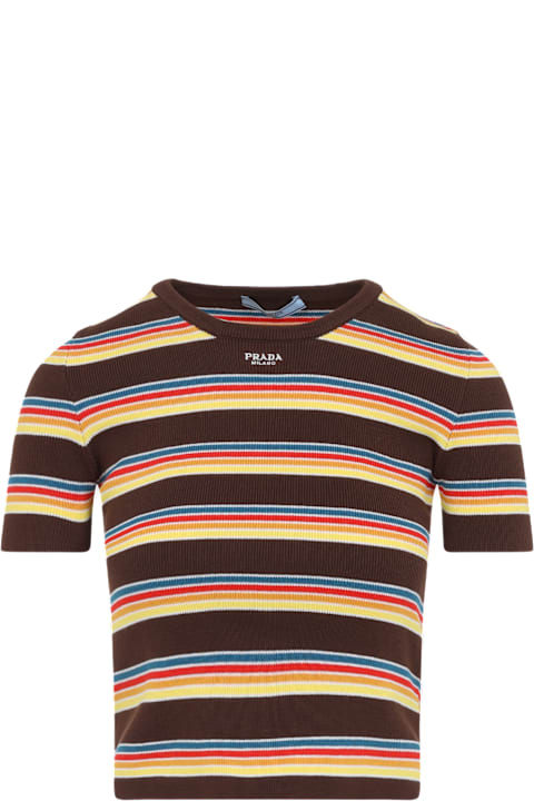 ウィメンズ Pradaのフリース＆ラウンジウェア Prada Striped T-shirt