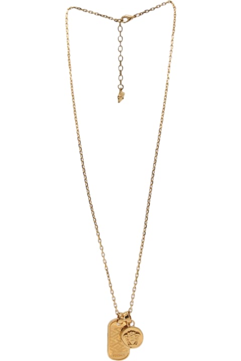 Necklaces for Men Versace Gold Tone Metal La Greca Tag