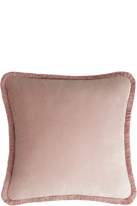 Home Décor Lo Decor Happy Pillow Pink Velvet Pink Fringes