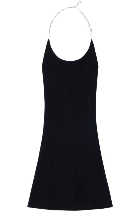Diesel Topwear for Women Diesel M-arlette Black ribbbed knit short dress with metal chain - M-Arlette