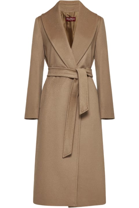 【送料&関税込】Max Mara Studio Belted Long-sleeved Coat Max Mara Max Mara Studio Belted Long-Sleeved Coat - Jackets