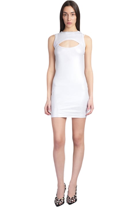 Homeware Off-White Mini Dress In Silver Cotton
