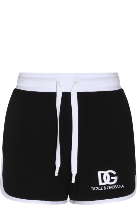 Pants & Shorts for Women Dolce & Gabbana Black And White Cotton Blend Track Shorts