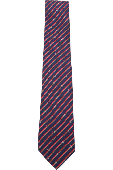 Ties for Men Ferragamo Navy Red And Gold Silk Tie