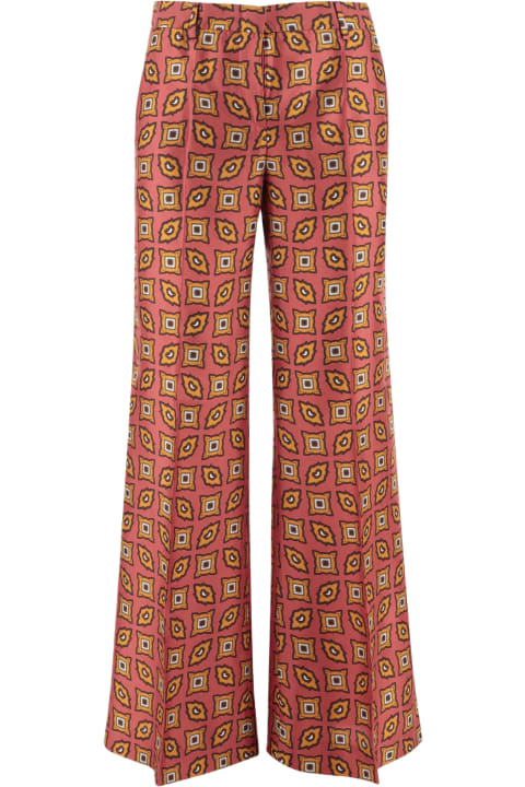 ウィメンズ Alberto Bianiのパンツ＆ショーツ Alberto Biani Silk Trousers With Geometric Pattern