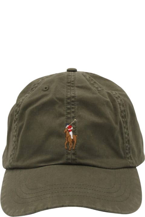 Hats for Men Polo Ralph Lauren Military Green Cotton Hat