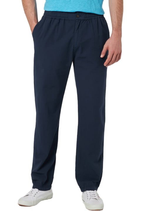 Homeware MC2 Saint Barth Man Navy Blue Seersucker Cotton Pants Relais