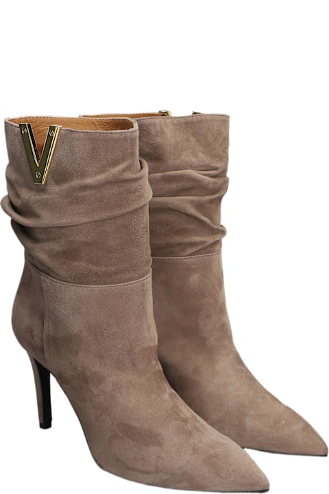Via Roma 15 for Women Via Roma 15 High Heels Ankle Boots In Taupe Suede