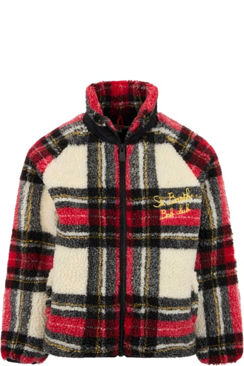 Homeware MC2 Saint Barth Girl Sherpa Jacket With Tartan Print