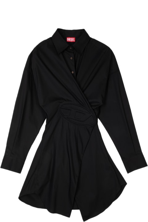 Fashion for Women Diesel D-sizen-n1 Black poplin shirt/dress with logo - D Sizen N1