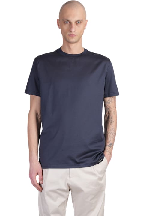 Low Brand ملابس علوية لـ القسم الرجالي Low Brand B134 Basic T-shirt In Blue Cotton