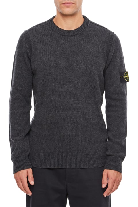 Sweaters for Men Stone Island Wool Crewneck With Logo