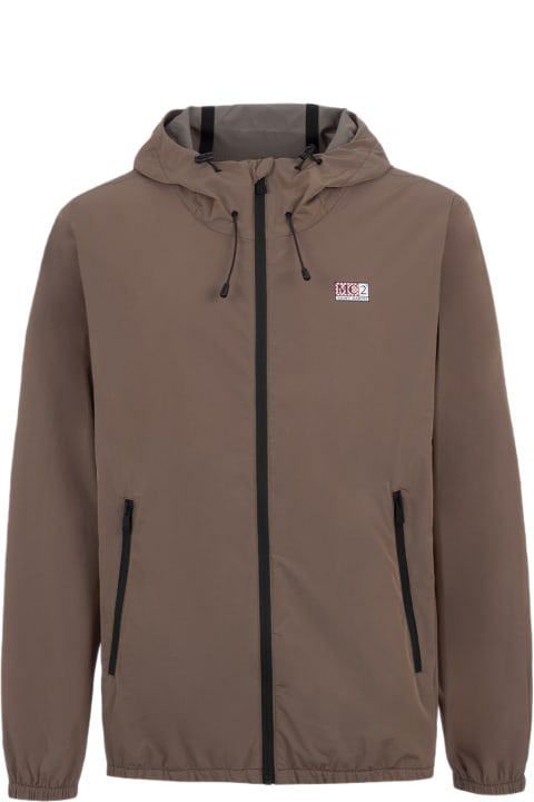 Homeware MC2 Saint Barth Man Hooded Lightweight Khaki Green Fabric Windbreaker Sloop