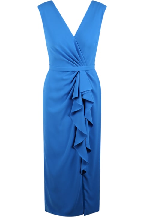 Pronovias Clothing for Women Pronovias Epifita Blue Crepe Dress