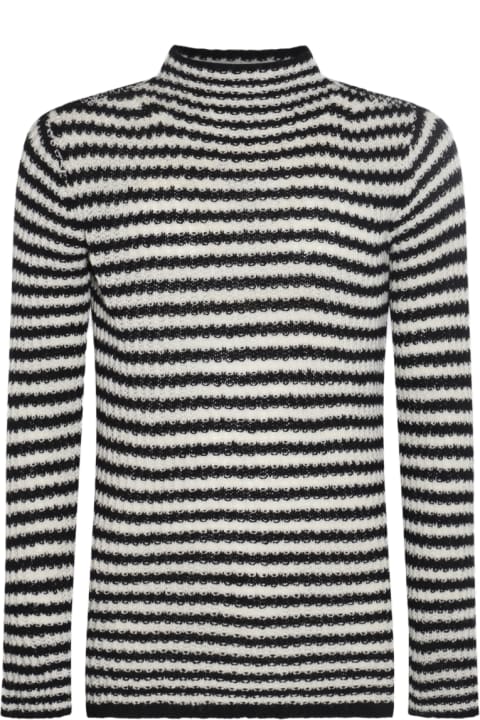 Dries Van Noten Sweaters for Men Dries Van Noten White And Black Wool And Cashmere Sweater