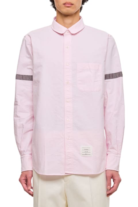 Thom Browne Men Thom Browne Straight Fit Mini Round Collar Cotton Shirt