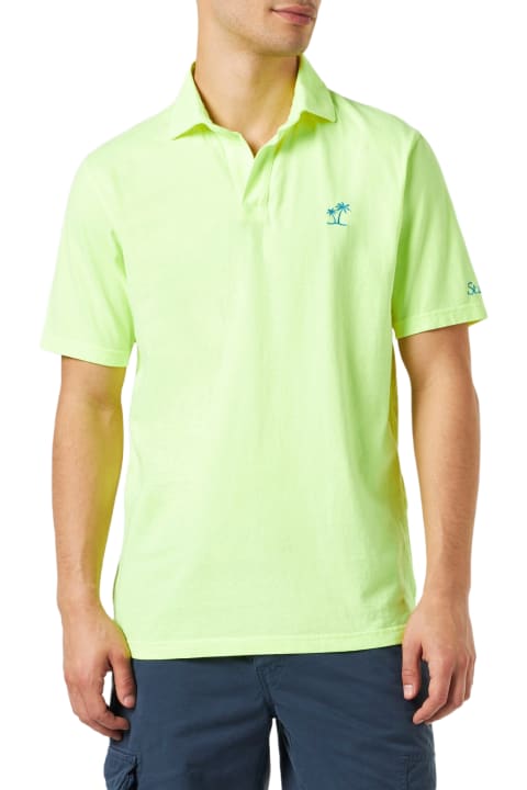 أدوات منزلية MC2 Saint Barth Fluo Yellow Cotton Jersey Man Polo
